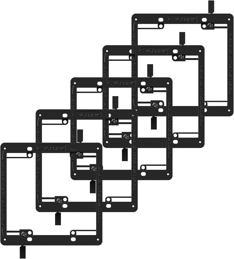 VCELINK 2 Gang Low Voltage Mounting Bracket, Flush Low Voltage Box for Network, HDMI, Coaxial, Speaker, Telephone Cables, Black, 5 Pack - Image 1